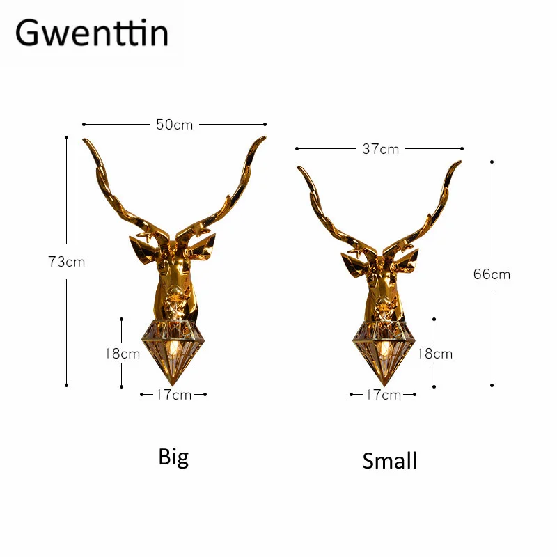 Винтажные Настенные светильники с золотым оленем, рога, светодиодный настенный светильник, лофт, промышленный домашний декор, прикроватная лампа для спальни, бра, светильник