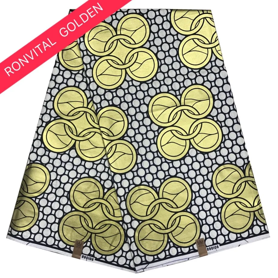 

RONVITAL OFFICIAL STORE HOLLAN WAX HIGH QUALITY GOLDEN FABRIC 100% COTTON PRINT MATERIAL DIY FABRICS 6YARDS/LOT FREE SHIPPING