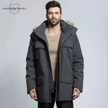 ANDREW MARC 2016 New Arrival Men Cotton Coat Size Autumn Winter Thick Plus Parkas Hooded Jacket Overcoat S-XXL TM6AC106