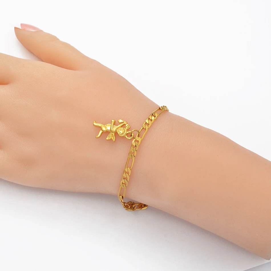 Anniyo Virgin Mary Butterfly Heart Pineapple Religious Bracelet for Women Men Gold Color Charm Bangle Bracelets Jewelry #210006