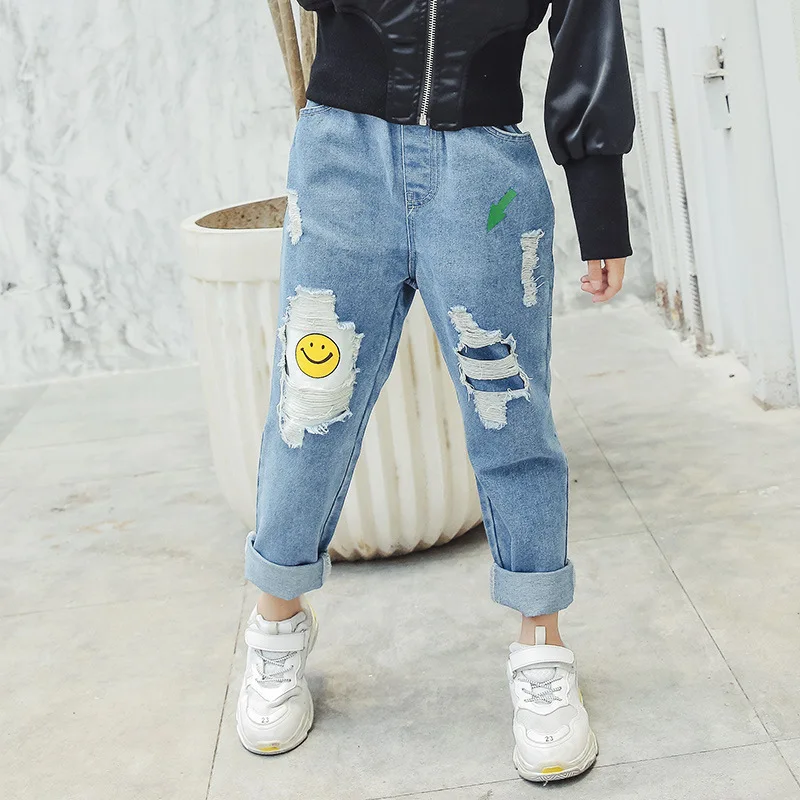 

Jeans For Girls 2018 Autumn Wear Back To School Ripped Denim Pants New Fashion Trousers Teenage Kids Clothes Teens 9 10 11 12 13