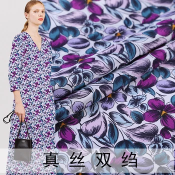

Digital inkjet silk crepe de chine fabric14 mm printing micro-transparent clothing dress silk fabric wholesale silk cloth