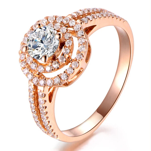 Rose Gold Wedding Ring On Center 2 Carat Lab Grown Diamond