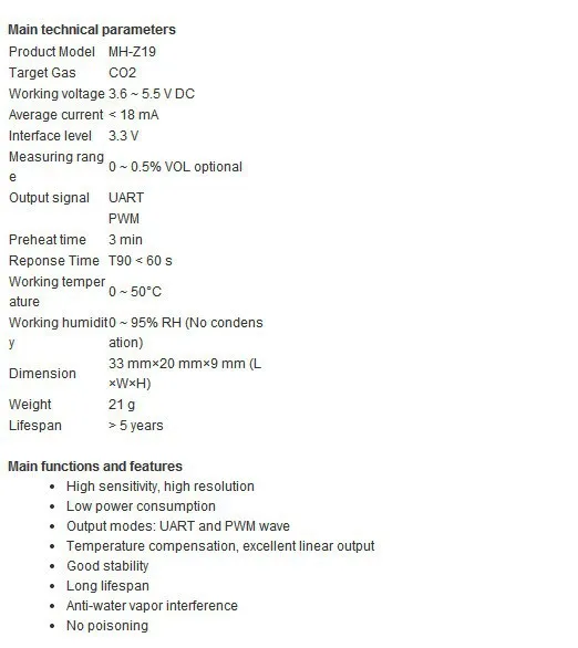 MH-Z19 инфракрасный co2 Датчик для co2 Монитор датчик углекислого газа MH-Z19B co2 Модуль UART ШИМ серийный выход 0-5000PPM