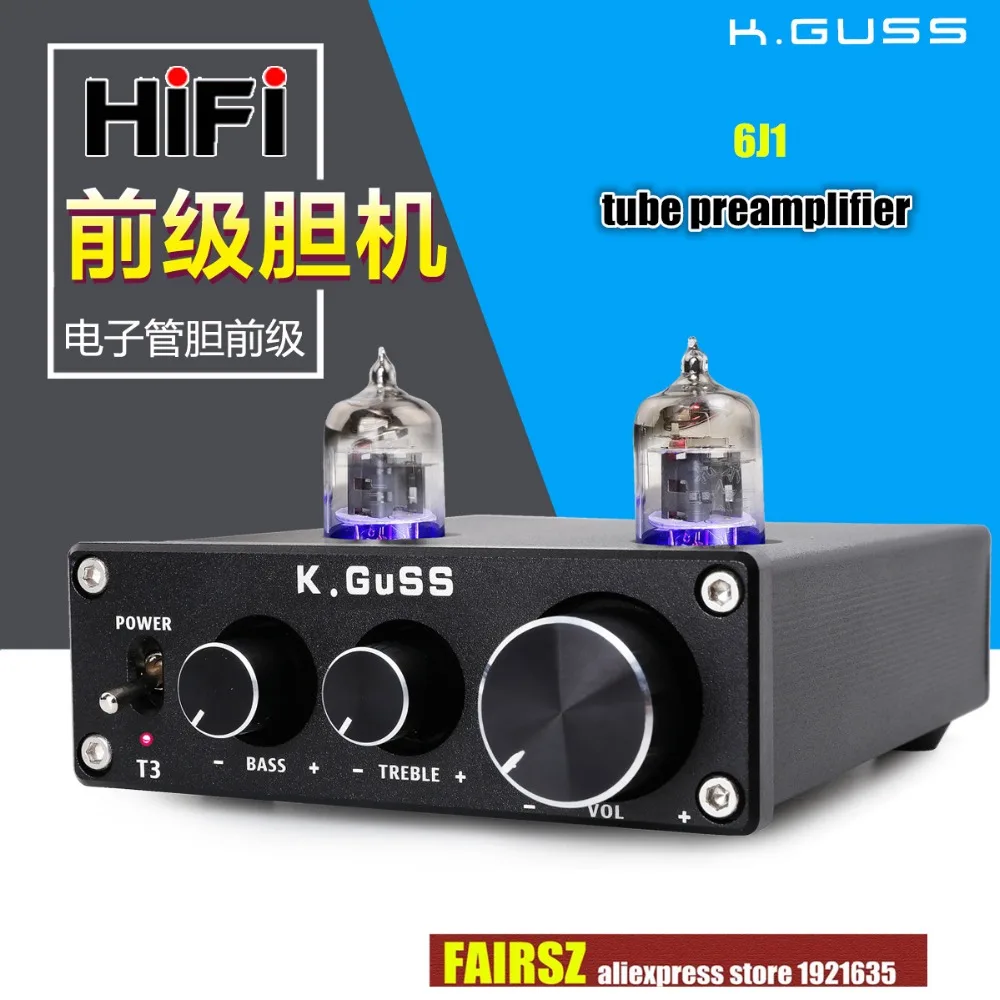 K. GuSS T3 вакуумный клапан трубки 6J1 предусилитель Трубка аудио буфера Hi-Fi ВЧ Регулировка баса предусилитель DC12V