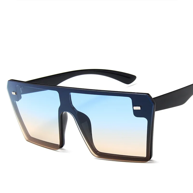 Негабаритные Квадратные Солнцезащитные очки для женщин Роскошные брендовые модные плоские красные черные прозрачные линзы цельные мужские солнцезащитные очки UV400 - Цвет линз: C8