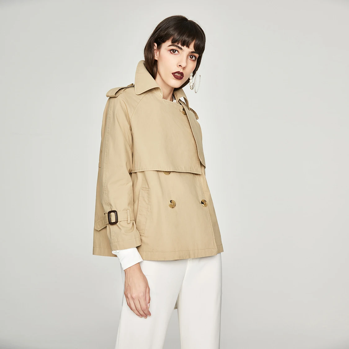 JAZZEVAR осенняя куртка модная повседневная женская двубортная куртка из хлопка с эффектом потертости; Короткая свободная одежда; верхняя одежда высокого качества YA7011