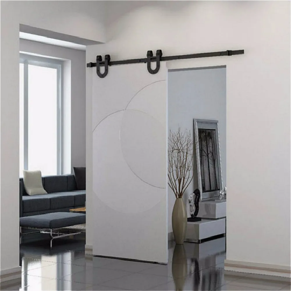 Us 71 86 244 Cm Schwarz Rustikalen Antiken Hufeisen Einzigen Holzschiebe Barn Door Hardware Track Set Neue In Turen Aus Heimwerkerbedarf Bei
