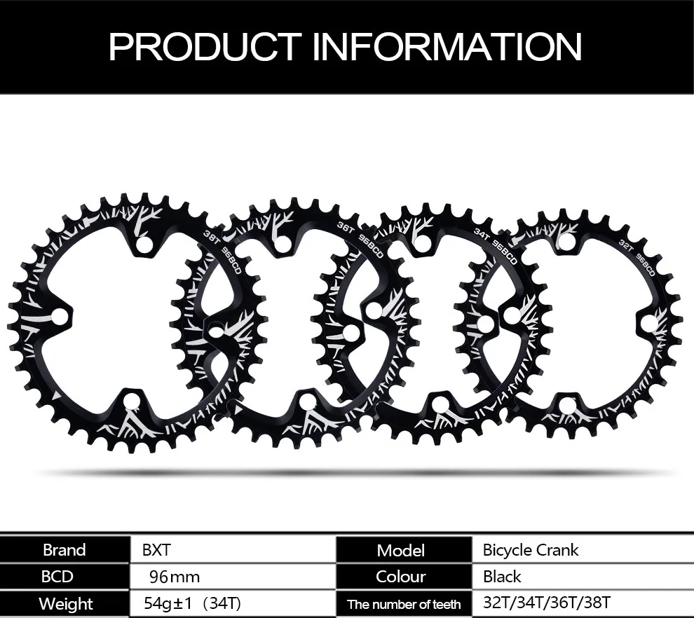 Велосипедный Кривошип 96BCD круглой формы 32 T/34 T/36 T/38 T MTB, велосипедная цепь, велосипедная цепь, круг, Кривошип, одна пластина