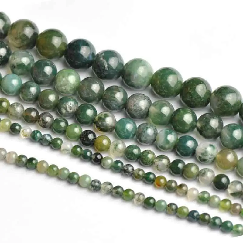 

1 Strand Vintage Green Agates Gem Stone Beads 4 6 8 10 12mm Natural Stone Beading Spacer DIY Necklace Bracelets Jewelry Making