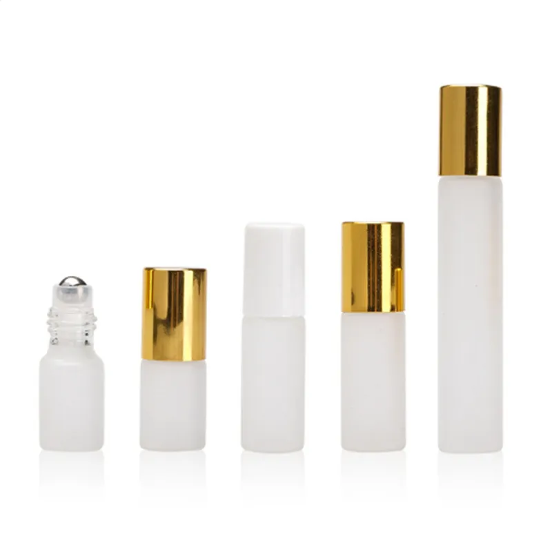 

10 Pcs 10ML Refillable Empty Frosted Matt Clear Glass Roll-On Roller Refillable Bottles 10ml Roller Bottles for Essential Oil