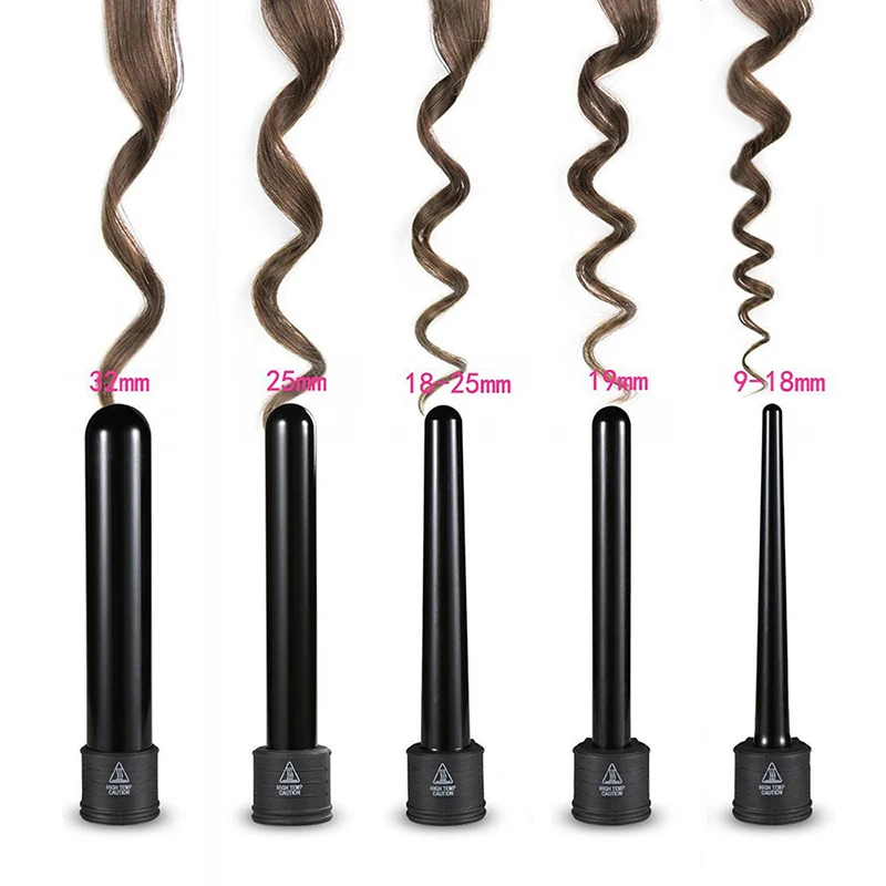 

5 in 1 professional Hair curling Iron set ,Hair Crimper with 5 interchangeable curling rods ceramic casks and protective gloves