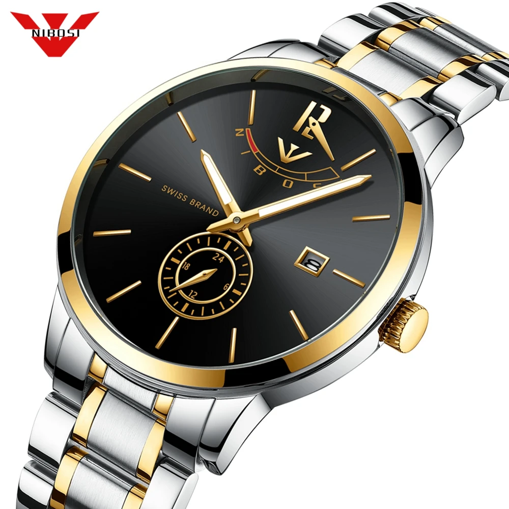 

NIBOSI Top Luxury Brand Watches Mens Fashion Casual Quartz Watch Man Waterproof Sport Military Stainless Steel Relogio Masculino