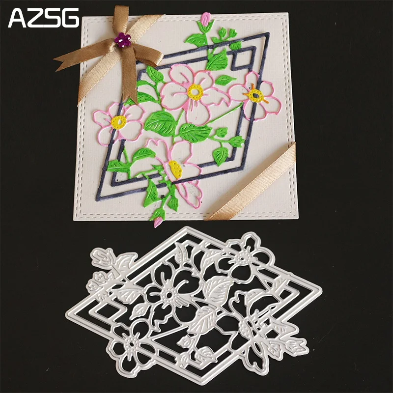 

AZSG Rhombic Frame Metal Cutting Dies for Scrapbooking Photo Album Embossing DIY Paper Cards Making Decorative Stencil Craft