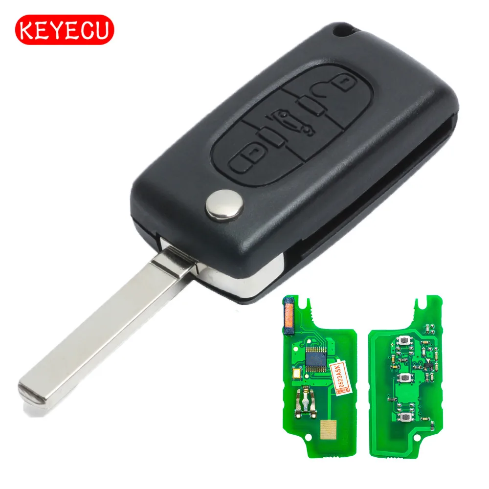

Keyecu Folding Remote Key 3 Button 433MHZ ID46 Chip for Citroen C2 C3 C4 C5 C6 C8 2011.04 After 0523 Model VA2 Blade