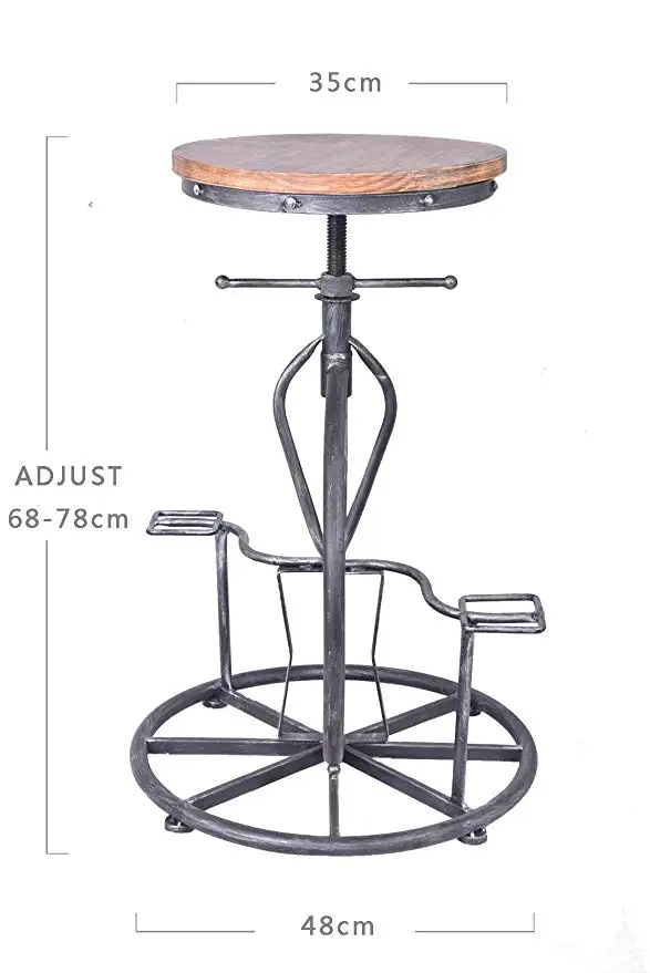 Topower Vintage Bar Stool Swivel Solid Wood seat Iron Retro Industrial Height Adjustable Bicycle Wheel Design Bar Chair Seat Topower Vintage Bar Stool Swivel Solid Wood seat Iron Retro Industrial Height Adjustable Bicycle Wheel Design Bar Chair Seat