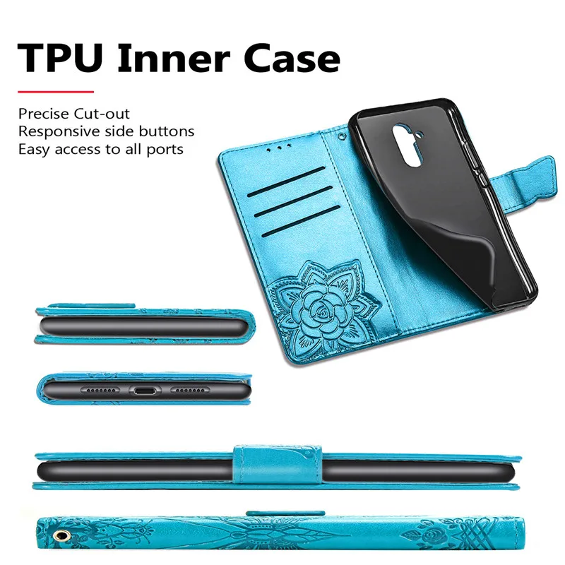 Huawei P Thông Minh FIG-LX1 Ốp Lưng Silicone Mềm Mại Sang Trọng 3D Bướm Bao Da Flip Wallet Dành Cho Huawei P Thông Minh 2018 Ốp Lưng 5.65 Bao huawei snorkeling case