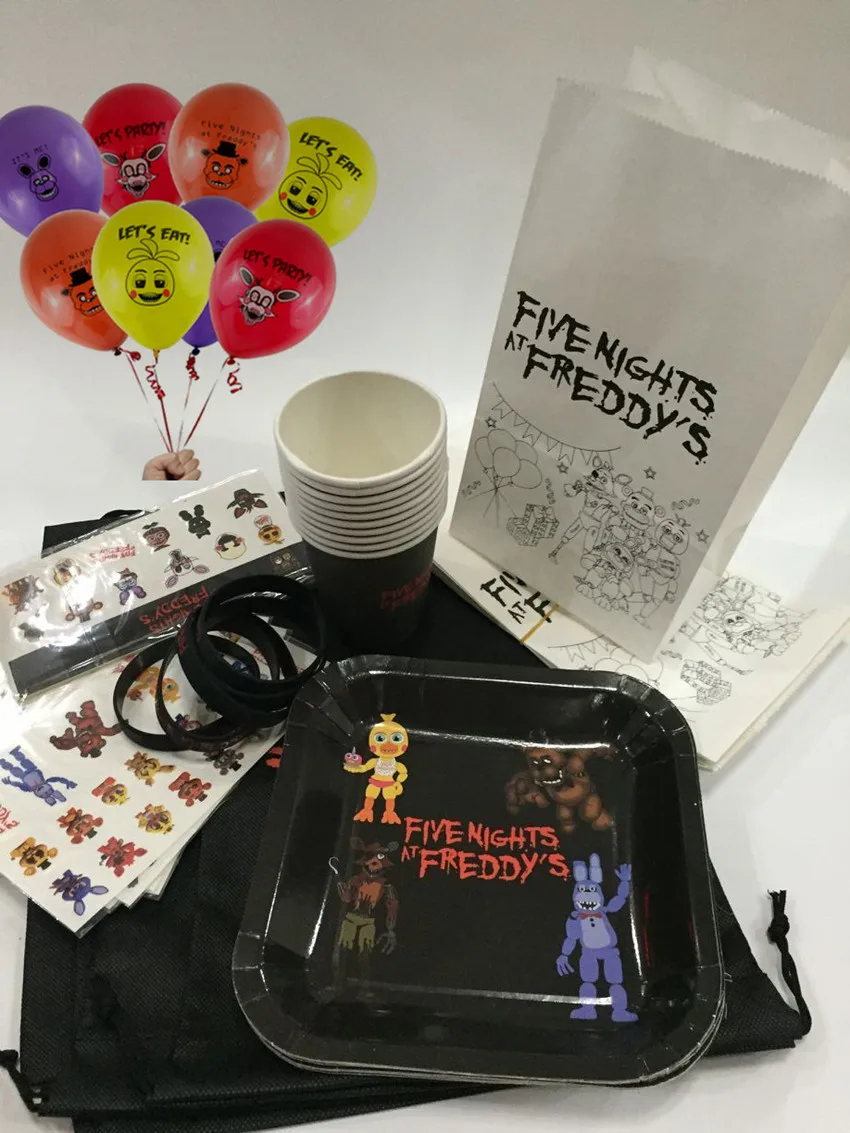 Пять ночей у Фредди бумажный стаканчик, тарелка и тату наклейки воздушные шары браслет-игрушка на день рождения украшения игрушки