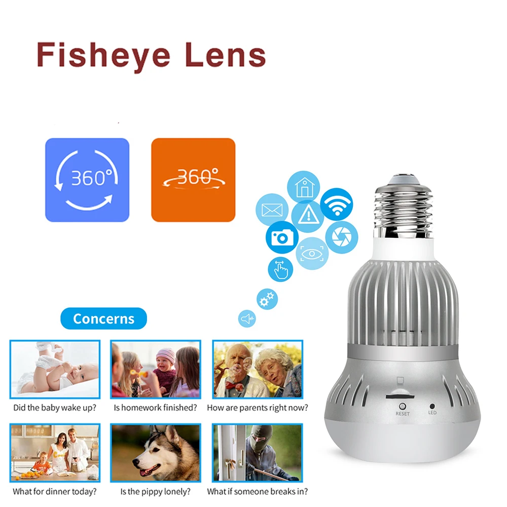  2.4G WiFi Surveillance IP Mini Camera Security Cam 360 Degree CCTV Wireless Motion Sensor 1.3MP Hom
