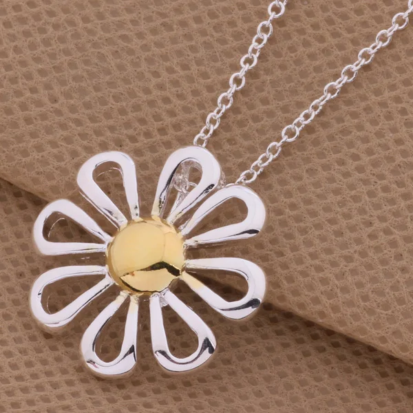 

AN302 Fashion Design silver Daisy Pendant Necklace Pretty good for woman of fine jewelry with high quality hot