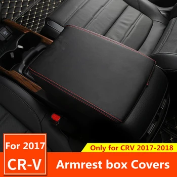 

For Honda CR-V 5th 2017 2018 Car Leather Armrest Cover pad Center Console Armrest Box Storage Protection Cushion Carbon fiber
