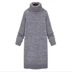 2018 Новый осень-зима трикотажные пуловеры женский длинный свитер orF Для женщин Топ с длинным рукавом Свободные Водолазка толстые теплые
