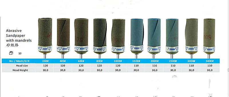 100 шт./лот Высокое качество цилиндрической формы Шлифовальные материалы наждачная бумага с держателем полировки металла ювелирный камень