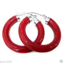 Buena venta Caliente nuevo Estilo al por mayor>>>> MODA BROCHE de CIERRE PENDIENTES de CORAL ROJO PLATA ESTERLINA 925 joyería de plata