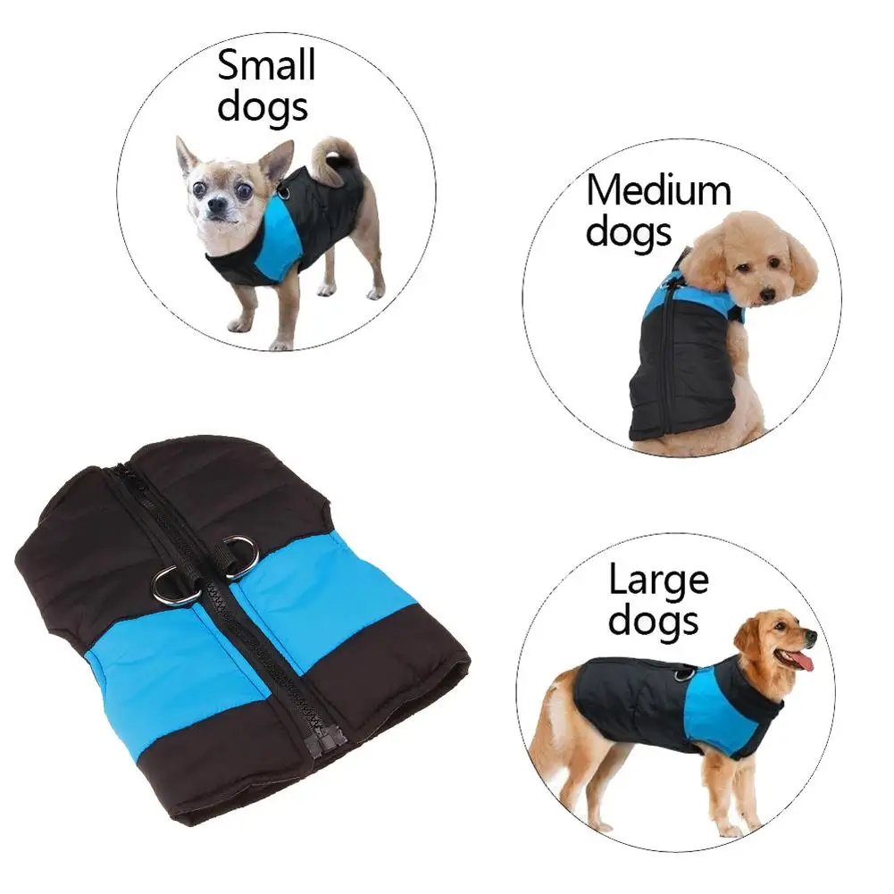 Теплая одежда для собак, щенков, водостойкая одежда, куртка на молнии, зимний жилет, ватное пальто, принадлежности