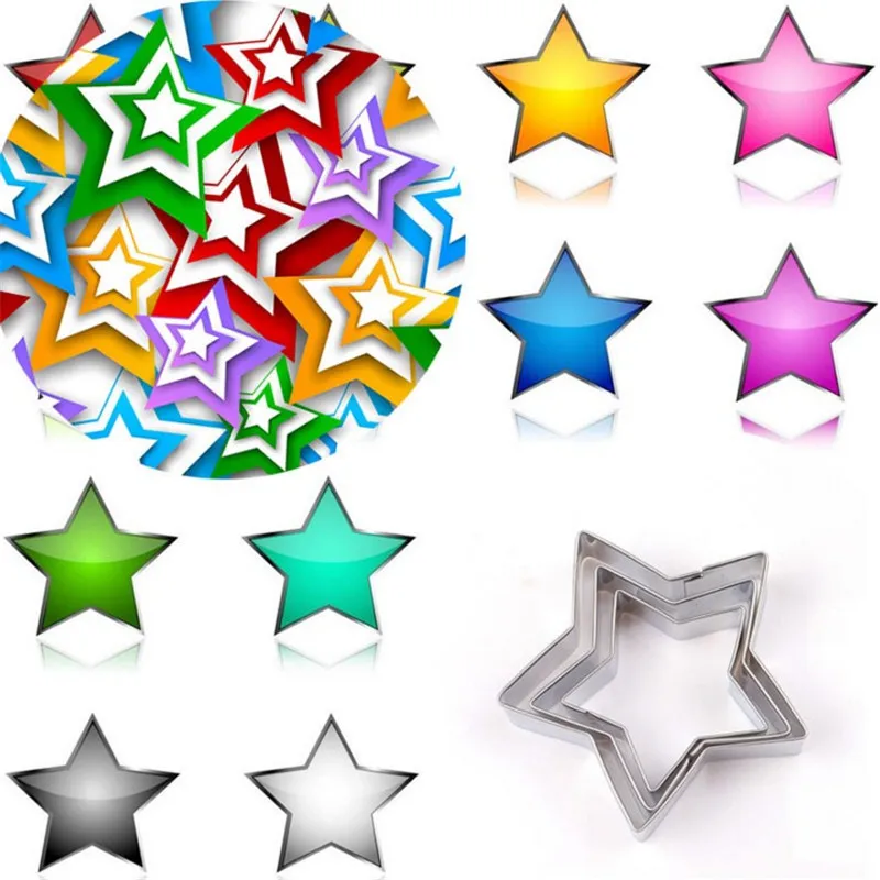 

TTLIFE 3PCS Star Shaped Cookie Cutter Stainless Steel Baking Mould Fondant Cake Decorating DIY Tools Sugarcraft Biscuit DIY Mold
