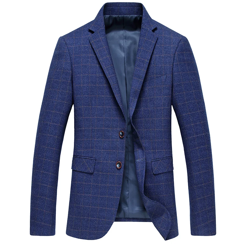Casual Suits for Men Blue Plaid Suit Brand Clothing ...