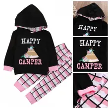 Сезон весна-зима; детская одежда для новорожденных девочек, комплекты, топы с капюшоном и длинными рукавами+ Paild штаны и леггинсы комплект из 2 предметов, комплект одежды для маленьких девочек, комплект одежды