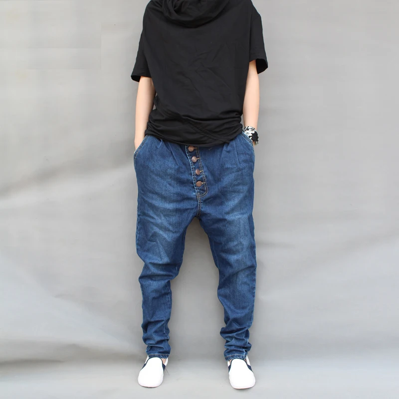 

Unique Design Jeans Men's Fashion Denim Harem Pants Male Spring and Autumn Plus Size Big Crotch Jeans Irregular Streetwear