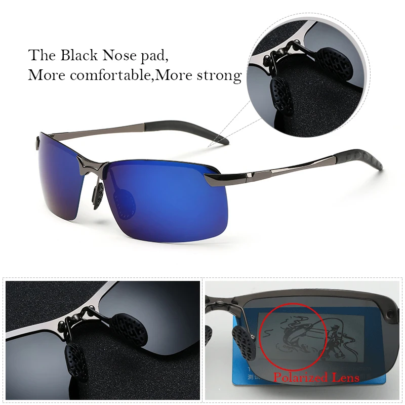 SAYLAYO, мужские поляризованные солнцезащитные очки, алюминиево-магниевые, солнцезащитные очки для вождения, рыбалки, прямоугольные, UV400, защитные очки