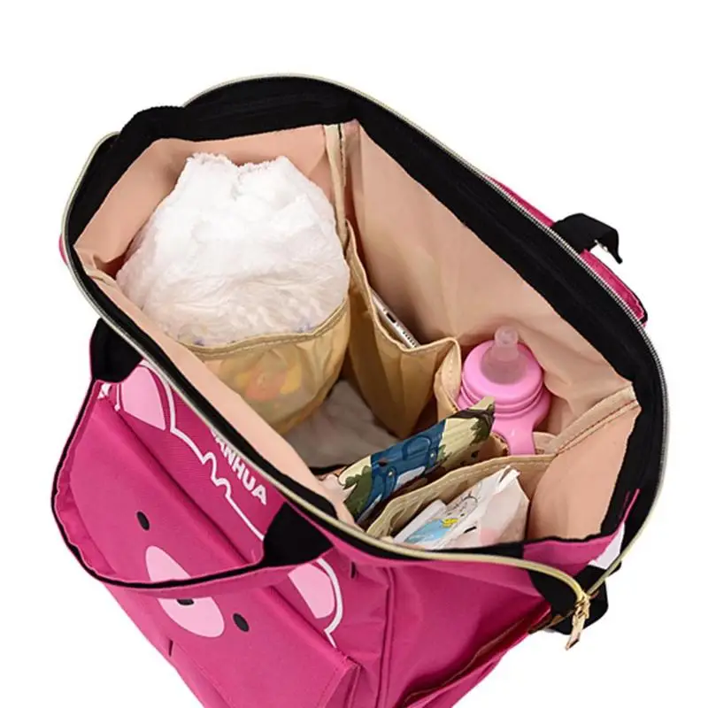 Рисунок с милым медведем, сумка для подгузников для мамы, большая вместительность, дорожные рюкзаки для беременных, подгузники с ручкой
