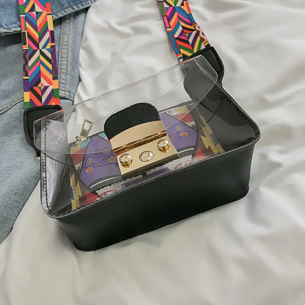 أزياء نمط حقيبة من الجيلاتين واضح شفاف PVC حقائب كتف عرض الفرقة حقيبة ساعي شفافة هلام حقيبة كتف A1