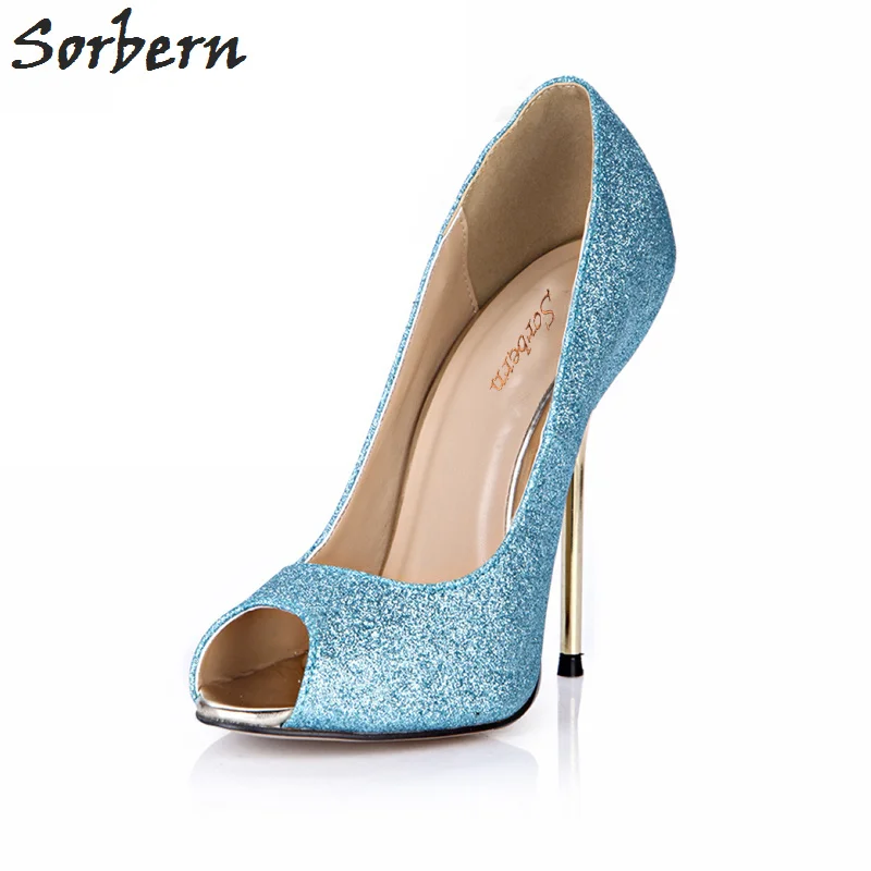 

Sorbern Ladies Shoes Stiletto High Heels Zapatos Mujer Gold Heels Runway Shoes Women Pumps Peep Toe Women Shoes For Evening 2018