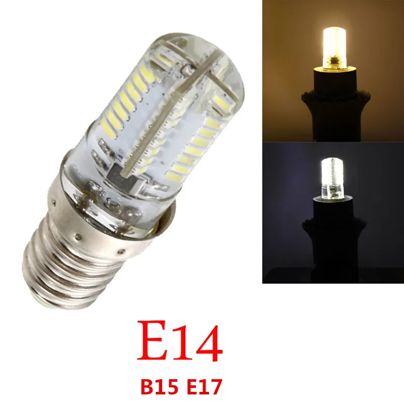 

3X MINI Bombillas 7w 60LEDS 3014 SMD LED light lamp 110V ~ 240V 220V White E17 bulb Silicone Crystal chandeliers E14 Luz B15