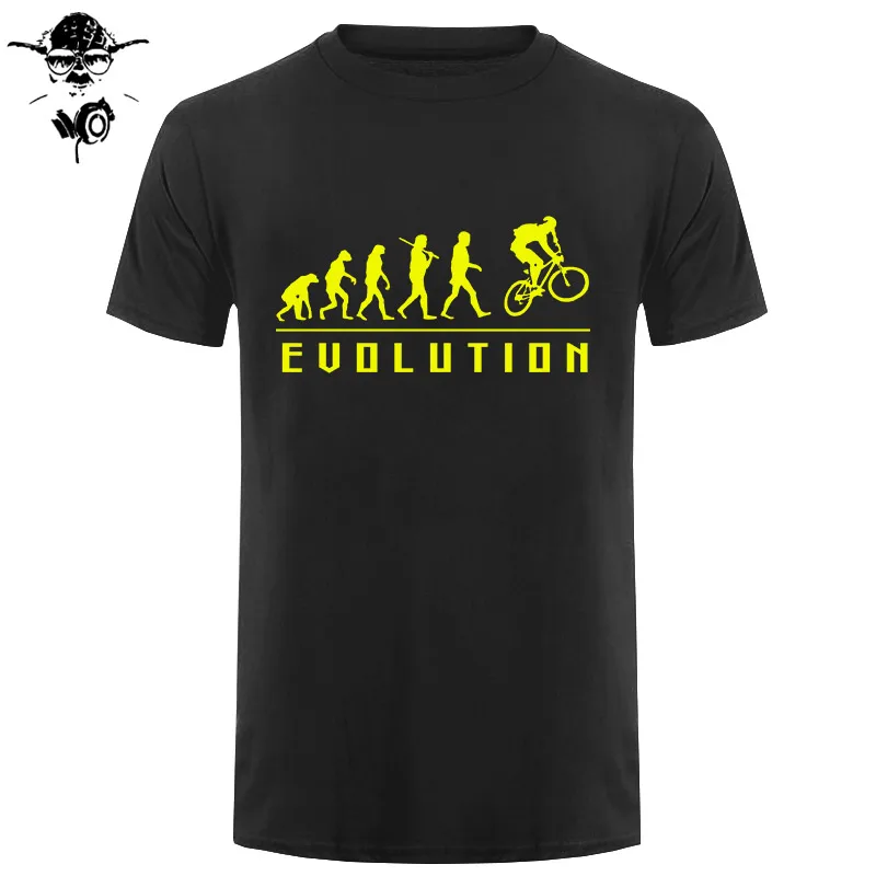 Забавный подарок на день рождения для мужчин, футболка с надписью «Brother Boy Friend Dad», «Evolution Of Biking», «Evolution Of Biking», «Cycle Biker», летние хлопковые футболки - Цвет: black yellow