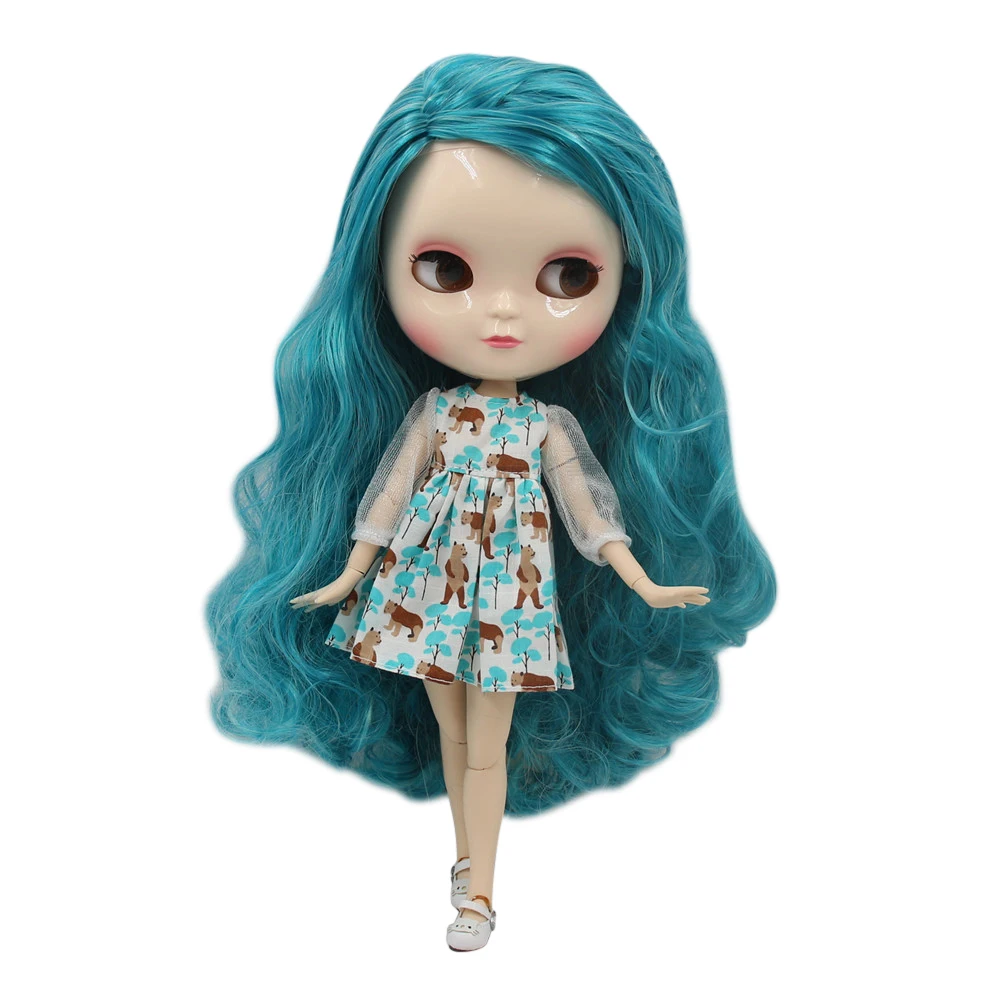 ICY doll 1/6 nude doll with white skin deep blue hair side parting A-cup joint body No.BL4006/4302