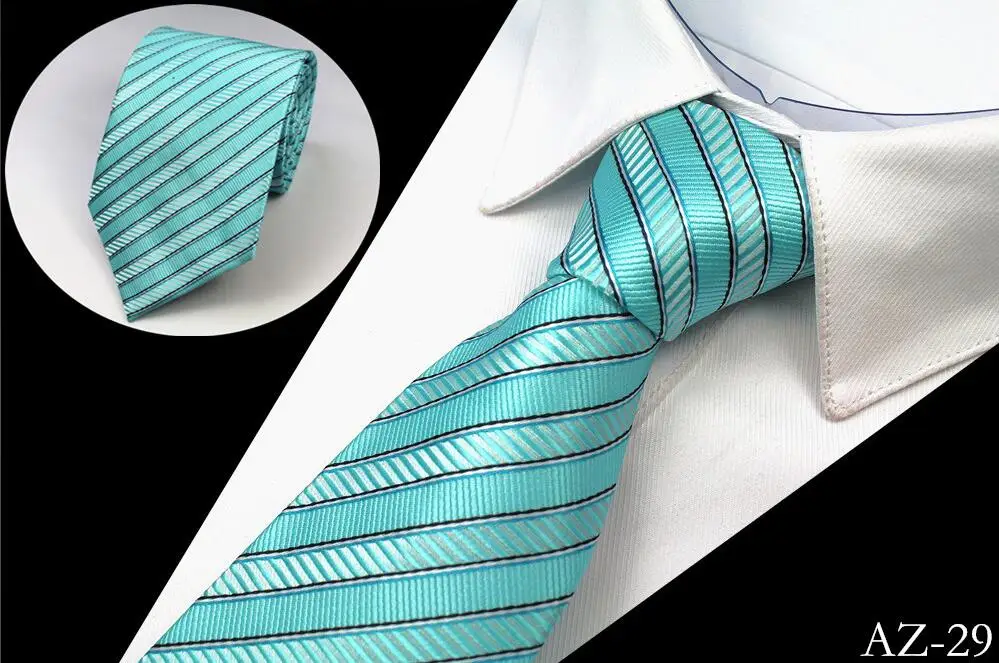 Ricnais Новинка 8 см жаккардовый тканый шелковый галстук для мужчин полосатый галстук мужской галстук для шеи Свадебная деловая Вечеринка Заводская распродажа - Цвет: 29