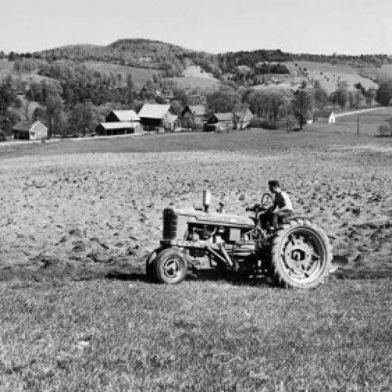 Farmer plowing a field with a tractor  Hartford  Vermont  USA Poster Print (18 x 24)