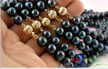 

Free shipping@@@@@ HOT WHOLESALE 5ITEM 16" 10MM BLACK ROUND FW PEARL NECKLACE