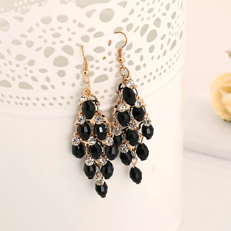 

YFJEWE Design New Cherry Crystal Earrings For Women Rhinestone Combination Texture Drop Earrings Fashion Jewelry Wholesale #E099