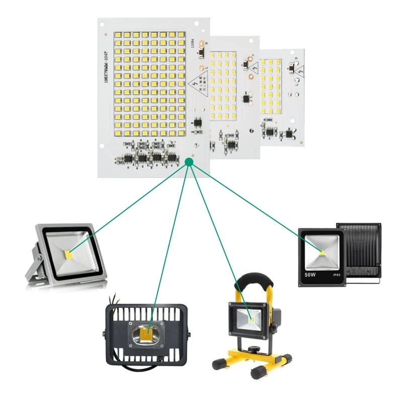 Светодиодный прожектор Smart IC 2835SMD 10 Вт 20 30 50 100 переменный ток 220 В 240 DIY для