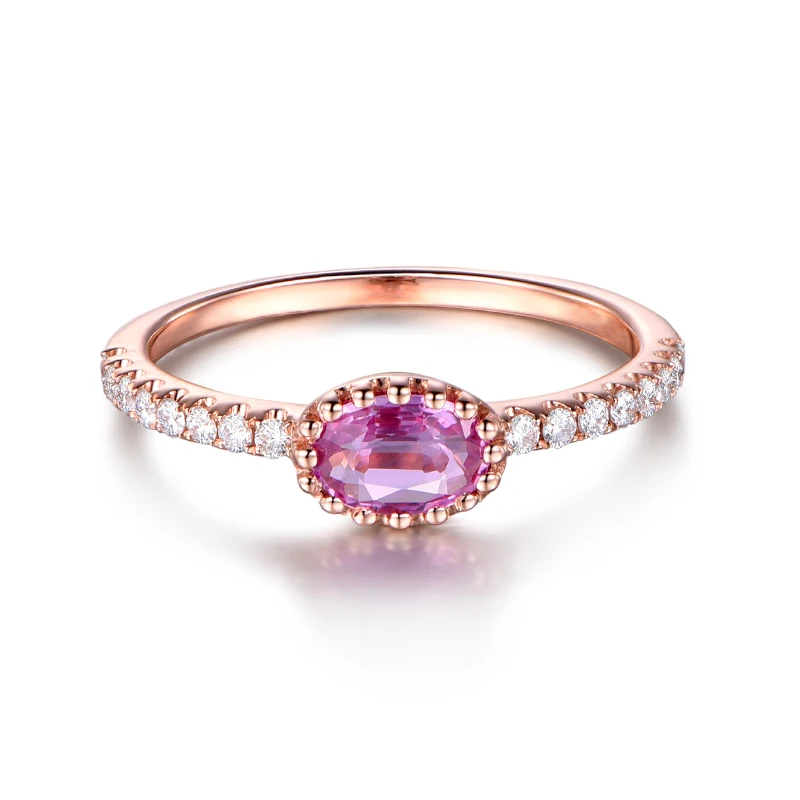 AINUOSHI 0,5 карата овальной огранки красные Sona Свадебные Halo кольца стерлингового серебра 925 пробы розовое золото цвет женские обручальные серебряные ювелирные кольца