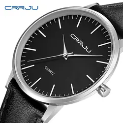 Ультра-тонкий кварцевые часы для мужчин кожаный ремешок повседневное часы Relogio Masculino CRRJU s мужские спортивные часы Montre Reloj hombre