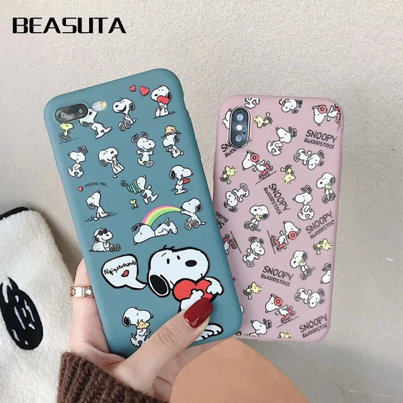 

Japanese cartoon pink snoopys soft cover case for iphone 6 6s plus 7plus 7 8 plus X XR XS MAX phone cases