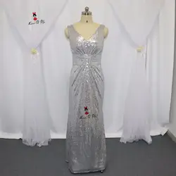 Vestidos Madrinha de Casamento Sparky серебряные Длинные платья подружек невесты, расшитые блестками, свадебное платье русалки 2017, плиссированное платье с