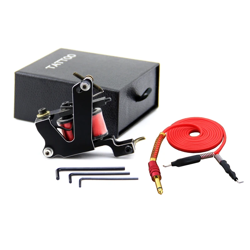 Tattoo Kit 10 Wrap Coil Tattoo Shader Machine Coils Black Tatoo Gun
